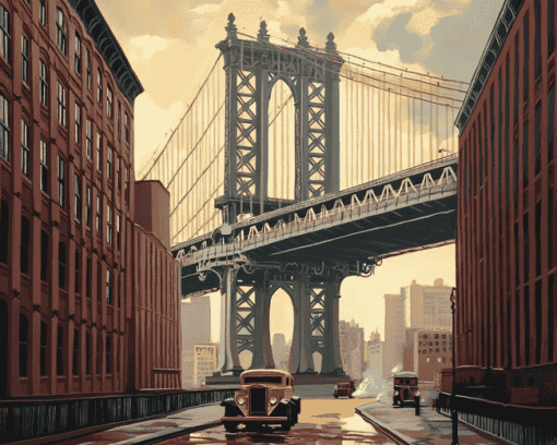 Manhattan Bridge Cityscape Diamond Painting