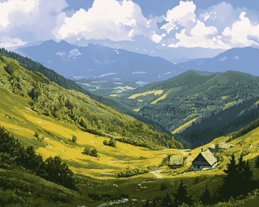 Maramures Mountain Scenery Diamond Painting