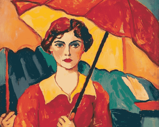 Max Pechstein Red Parasols Diamond Painting