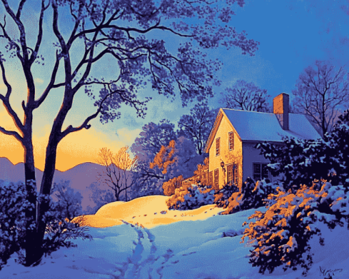 Maxfield Parrish Winter Scenery Diamond Painting