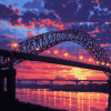 Memphis Bridge Tennesse Sunset Diamond Painting