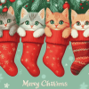 Merry Christmas Cats in Stockings Diamond Painting