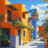 Mexican House on Vibrant Streets Diamond Painting