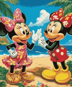 Mickey Minnie Disney Adventure Hawaii Diamond Painting