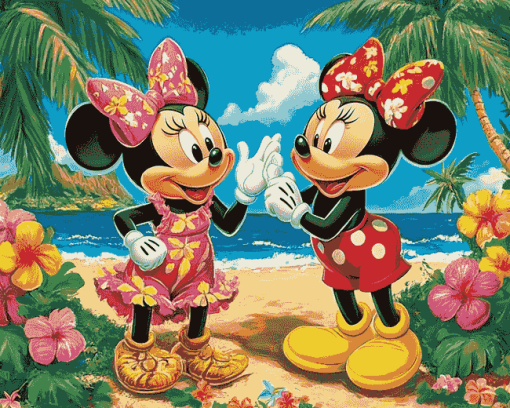 Mickey Minnie Disney Adventure Hawaii Diamond Painting