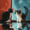 Mirror Cats Scene Diamond Painting