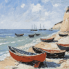 Monet Boats Seaside Diamond Painting