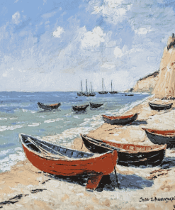 Monet Boats Seaside Diamond Painting