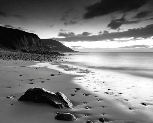 Monochrome Beach Scene Diamond Painting