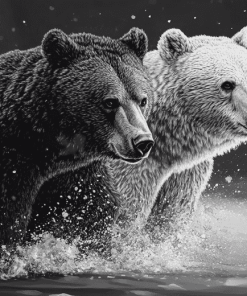 Monochrome Bear Wildlife Diamond Painting