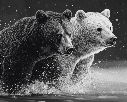 Monochrome Bear Wildlife Diamond Painting