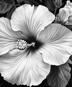 Monochrome Hibiscus Blossoms Diamond Painting