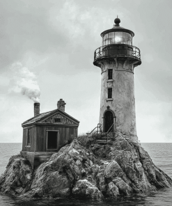 Monochrome Lighthouse Movie Diamond Painting