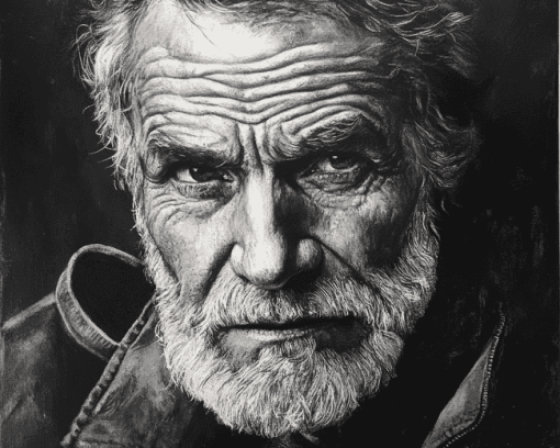 Monochrome Old Man Diamond Painting