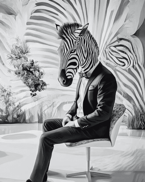 Monochrome Zebra Diamond Painting