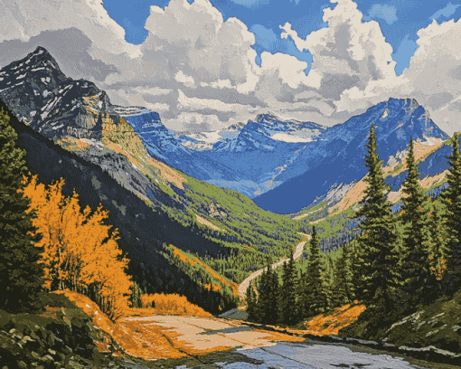 Montana Sun Road Landscapes Diamond Painting