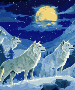 Moonlit Fantasy Wolf Diamond Painting