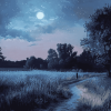 Moonlit Landscape Night Walk Diamond Painting