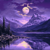 Moonlit Mountain Landscape Diamond Painting