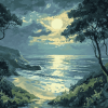 Moonlit St Ives Bay Landscape Diamond Painting