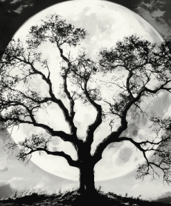 Moonlit Tree Silhouette Diamond Painting