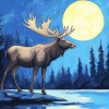 Moose and Moon Wildlife Diamond Painting