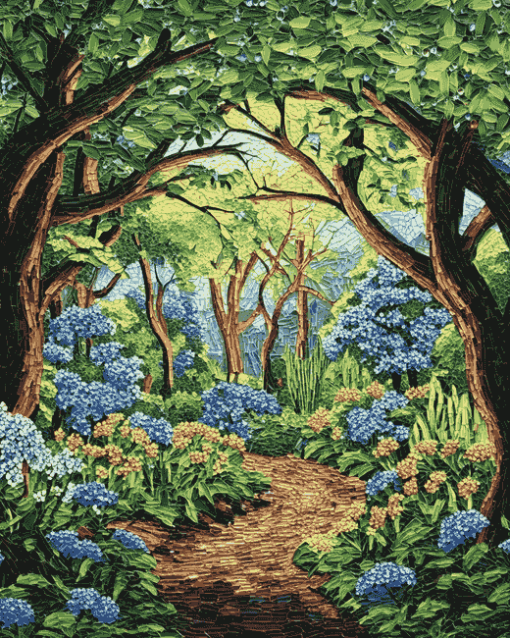 Mosaic Trees Forest Landscapes Diamond Painting