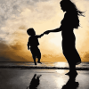 Mother Son Beach Silhouette Diamond Painting