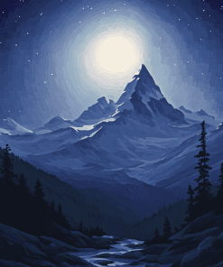 Mountains Under Moonlight Diamond Painting