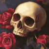 Mourning Skull and Roses Diamond Painting