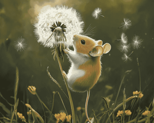 Mouse and Dandelion Diamond Painting