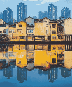 Nanning Cityscape Reflection Diamond Painting