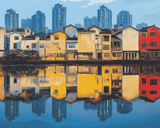 Nanning Cityscape Reflection Diamond Painting