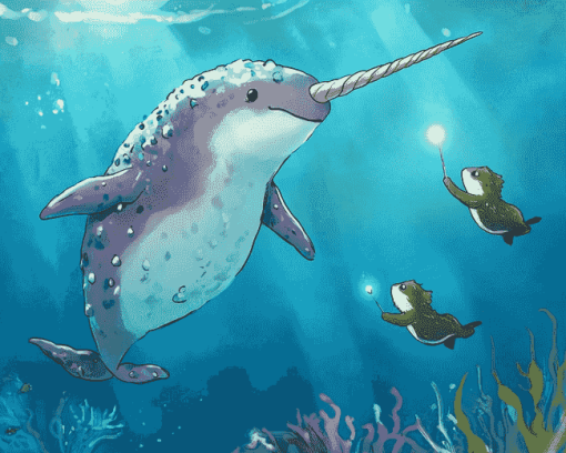 Narwhal and Sea Friends Underwater Diamond Painting