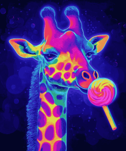 Neon Giraffe Fantasy Diamond Painting