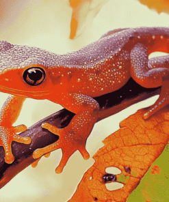 Newt on Green Leaf Diamond Painting