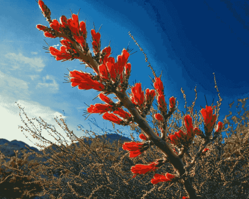 Ocotillo Blossoming Plant Diamond Painting