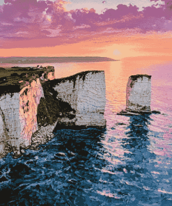 Old Harry Rocks Sunset in Dorset Diamond Painting