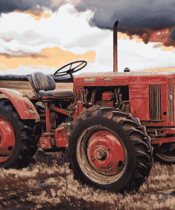 Old Tractor Scene Diamond Painting