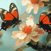 Orange Butterflies and Blossoms Diamond Painting