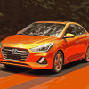 Orange Hyundai Engine Diamond Painting