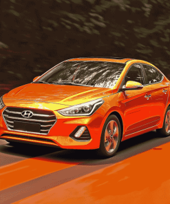 Orange Hyundai Engine Diamond Painting