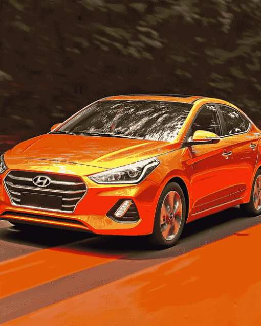 Orange Hyundai Engine Diamond Painting