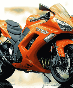 Orange Kawasaki Bike Diamond Painting