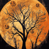 Orange Moon and Tree Silhouette Diamond Painting