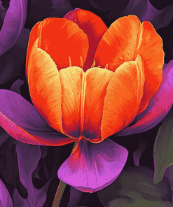 Orange Purple Tulip Blossoms Diamond Painting