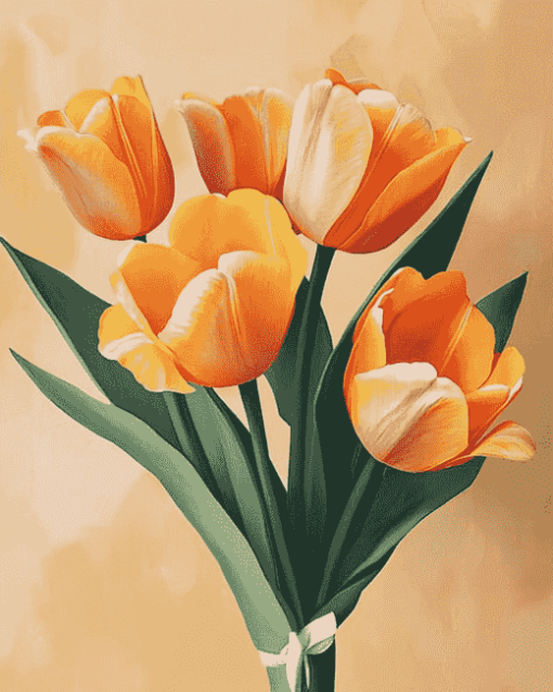 Orange Tulips Diamond Painting