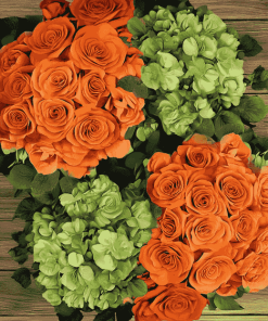 Orange and Green Rose Bouquets Diamond Painting