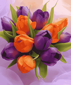 Orange and Purple Tulips Bouquet Diamond Painting