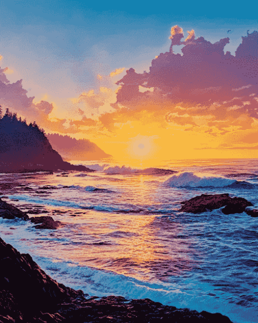 Oregon Coast Sunset Diamond Painting